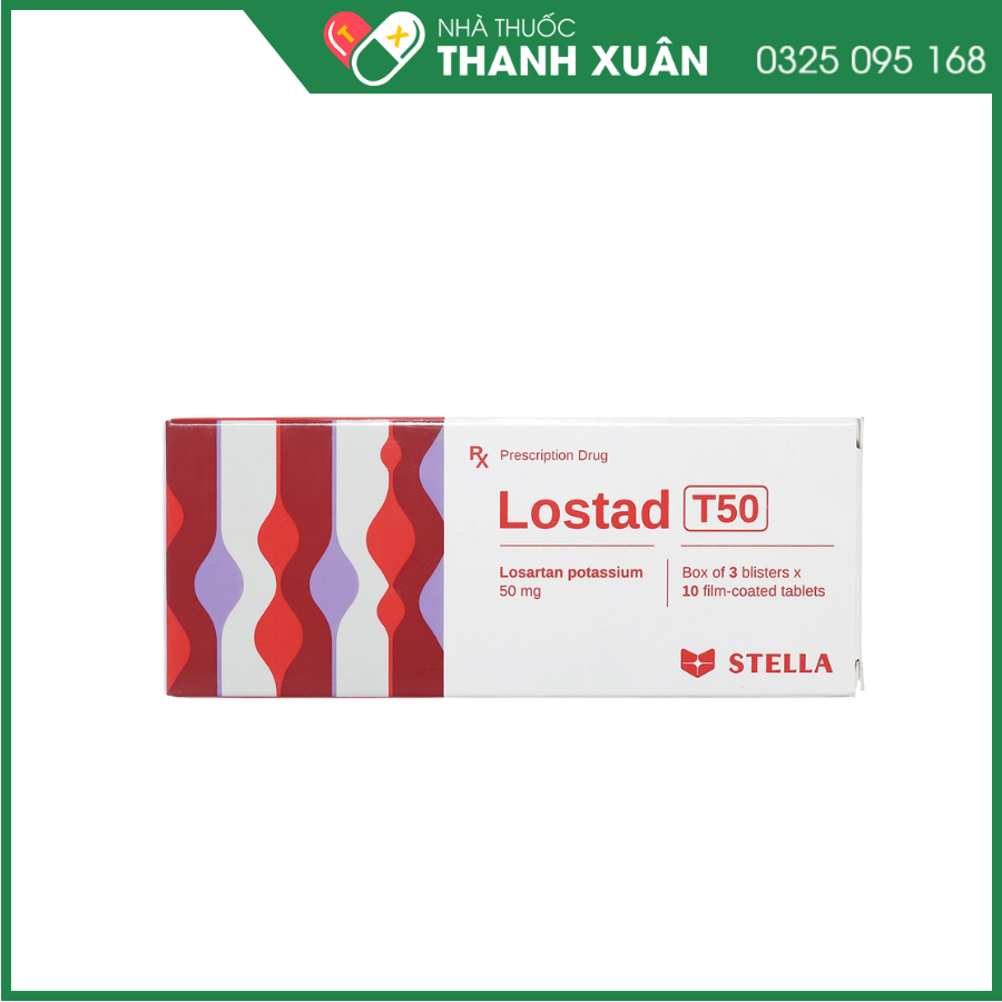 Lostad T50 điều trị tăng huyết áp, suy tim, nhồi máu cơ tim
